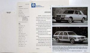 1988 Chrysler New Model Press Kit with Envelope Portofino LeBaron Conquest