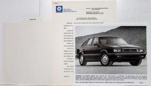 1988 Chrysler New Model Press Kit with Envelope Portofino LeBaron Conquest