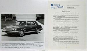 1985 Chrysler-Plymouth Press Kit LeBaron Laser New Yorker 5th Ave Gran Fury Limo