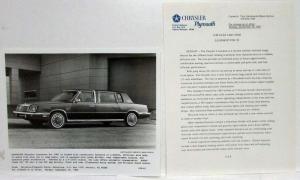 1985 Chrysler-Plymouth Press Kit LeBaron Laser New Yorker 5th Ave Gran Fury Limo