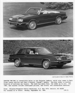 1985 Chrysler LeBaron Press Photo 0052