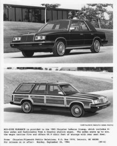 1985 Chrysler LeBaron Sedan and Town and Country Station Wagon Press Photo 0053
