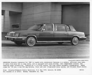 1985 Chrysler Limousine Press Photo 0056