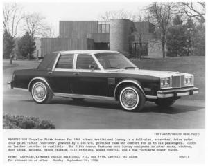 1985 Chrysler Fifth Avenue Press Photo 0057