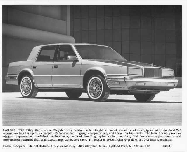 1988 Chrysler New Yorker Press Photo 0059