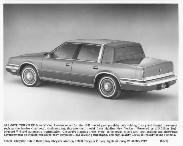 1988 Chrysler New Yorker Landau Press Photo 0060