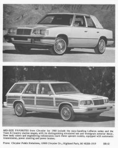 1988 Chrysler LeBaron Sedan and Town & Country Station Wagon Press Photo 0064