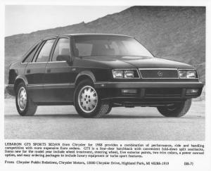 1988 Chrysler LeBaron GTS Sport Sedan Press Photo 0065