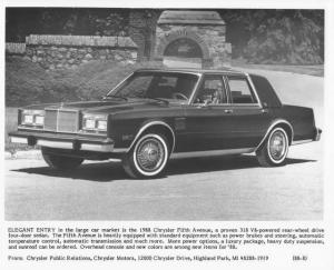 1988 Chrysler Fifth Avenue Press Photo 0066