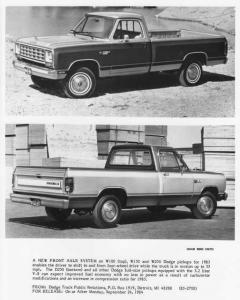 1985 Dodge W100 & D100 Pickups Press Photo 0118
