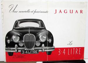 1958 Jaguar 3.4 Litre Foreign Dealer Sales Brochure Folder French Text Orig Rare