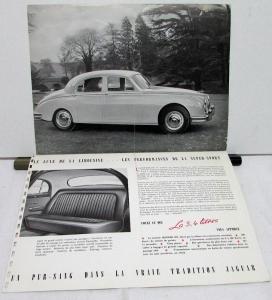 1958 Jaguar 3.4 Litre Foreign Dealer Sales Brochure Folder French Text Orig Rare