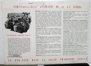 1958 Jaguar 3.4 Litre Foreign Dealer Sales Brochure Folder French Text Orig Rare