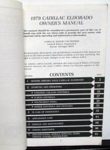 1979 Cadillac Eldorado Owners Manual Care & Operation Instructions Orig