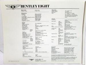 1988 Bentley New Models Press Kit Media Release Mulanne S Eight Continental