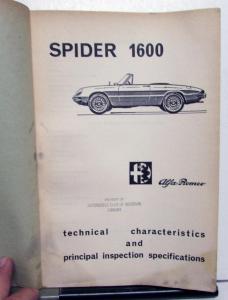 1967 Alfa Romeo Spider 1600 Technical Characteristics & Inspect Specifications