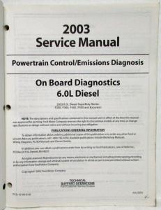 2003 Ford 6.0L Diesel Powertrain Control Emissions Diagnosis Service Manual -Rev