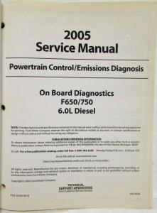 2005 Ford 6.0L Diesel PWT Control Emissions Diagnosis Service Manual F650/F750