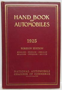 1925 Hand Book of Automobiles - Hardback - Foreign Edition - Multi-Language Supp