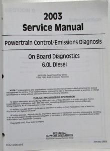 2003 Ford 6.0L Diesel Powertrain Control Emissions Diagnosis Service Manual
