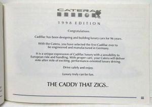 1998 Cadillac Catera Owners Operator Manual