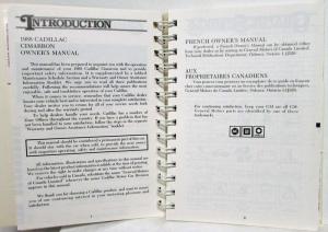 1988 Cadillac Cimarron Owners Operator Manual