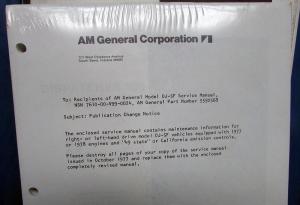 1978 AM General Jeep Model DJ-5F Dispatcher 100 Postal Service Shop Manual