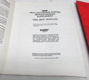 1989 Jeep Dealer Service Shop Manual Supplement Set AX 15 Trans Anti-Lock Brakes