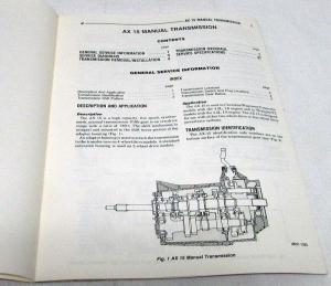 1989 Jeep Dealer Service Shop Manual Supplement Set AX 15 Trans Anti-Lock Brakes
