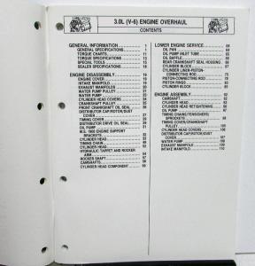 1988 Eagle Jeep Dealer Component Service Shop Manual 3.0L Six Cylinder Engine