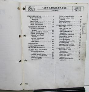 1986 AMC Jeep Dealer Component Service Shop Manual 4.0/4.2L Six Cylinder Engine