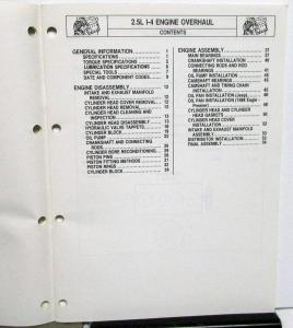 1988 Eagle Jeep Dealer Component Service Shop Manual 2.5L Four Cylinder Engine