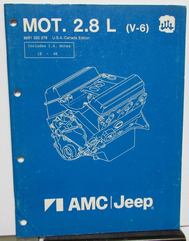 1984 Jeep Dealer Component Service Shop Manual 2.8L [V-6] Six Cylinder Engine