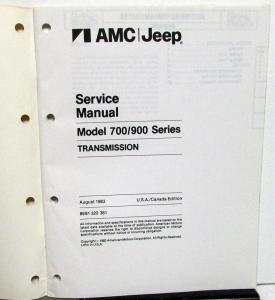 1984 AMC Jeep Dealer Component Service Shop Manual 700/900 Series Transmission