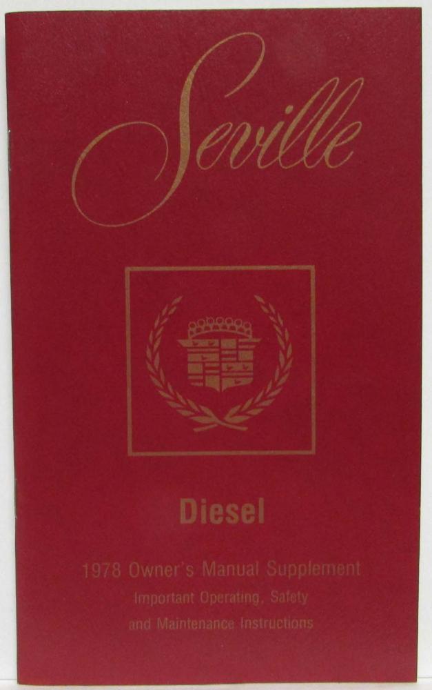 1978 Cadillac Seville Owners Manual Diesel Supplement