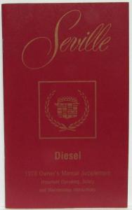 1978 Cadillac Seville Owners Manual Diesel Supplement