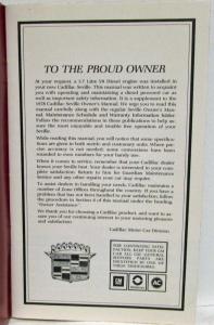 1978 Cadillac Seville Owners Manual Diesel Supplement