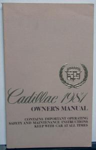 1981 Cadillac Fleetwood Brougham & DeVille Owners Operator Manual