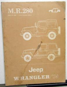 1986 Jeep Wrangler/YJ Dealer Bodywork Repair Workshop Manual M.R.280 Orig