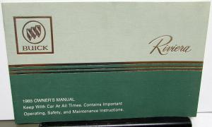 1985 Buick Riviera Owners Manual Care & Operation Instructions