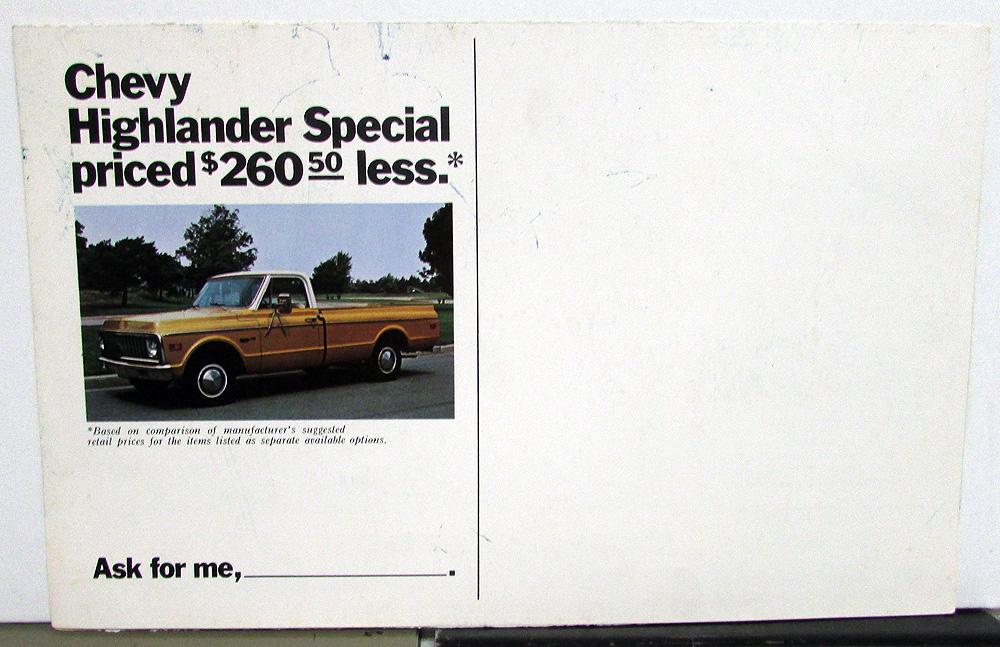 1969 Chevrolet Pickup Trucks Dealer Sales Brochure Mailer Features Options