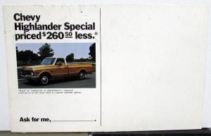 1969 Chevrolet Pickup Trucks Dealer Sales Brochure Mailer Features Options