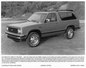 1989 Chevrolet S-10 Blazer Press Photo 0375