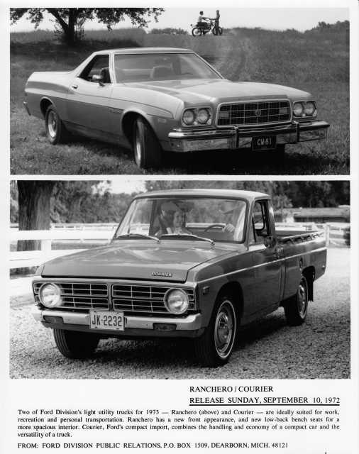 1973 Ford Ranchero and Courier Pickup Press Photo 0312