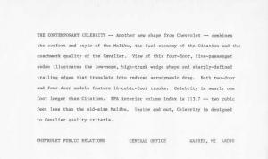1982 Chevrolet Celebrity Press Photo and Release 0393