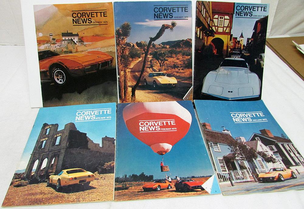 1975 Corvette News Magazine Full Set of 6 Racing Trends Models Info Chevy