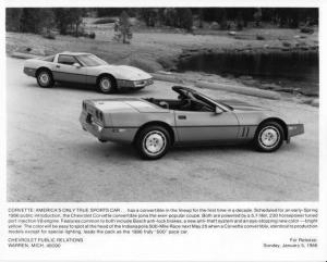 1986 Chevrolet Corvette Auto Press Photo with Text 0402