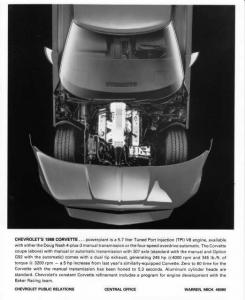 1988 Chevrolet Corvette Powerplant Auto Press Photo with Text 0416