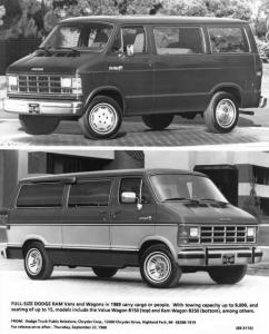 1989 Dodge Ram Van & Wagon Truck Press Photo with Text 0142