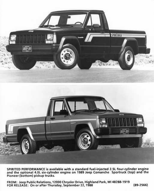1989 Jeep Comanche Sportruck & Pioneer Pickup Truck Press Photo w/Text 0029 - MJ